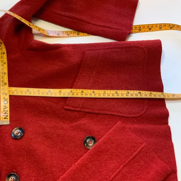 NWT The Elevere Stretch Wool Bouclé Blazer Jacket Women M Unlined Raw Edge RED - Picture 5 of 6
